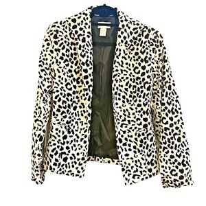 Neiman Marcus White Leopard Velvet Blazer Small